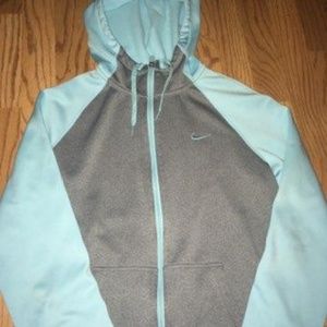 Blue and grey nike zip-up hoodie